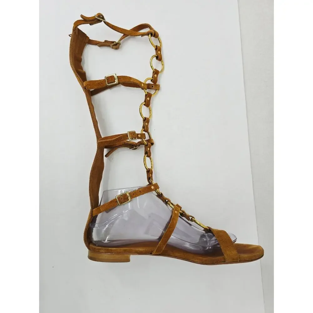 Free People Gladiator Road Trip Tall Sandals Leather Tan EU 39